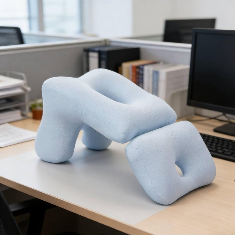 Desk Rest Pillow Neck Support Face Down Sleeping Pillow Breathable Material Comfort Cushion for Students, Office Workers, Dormitory, Gray - Image 5