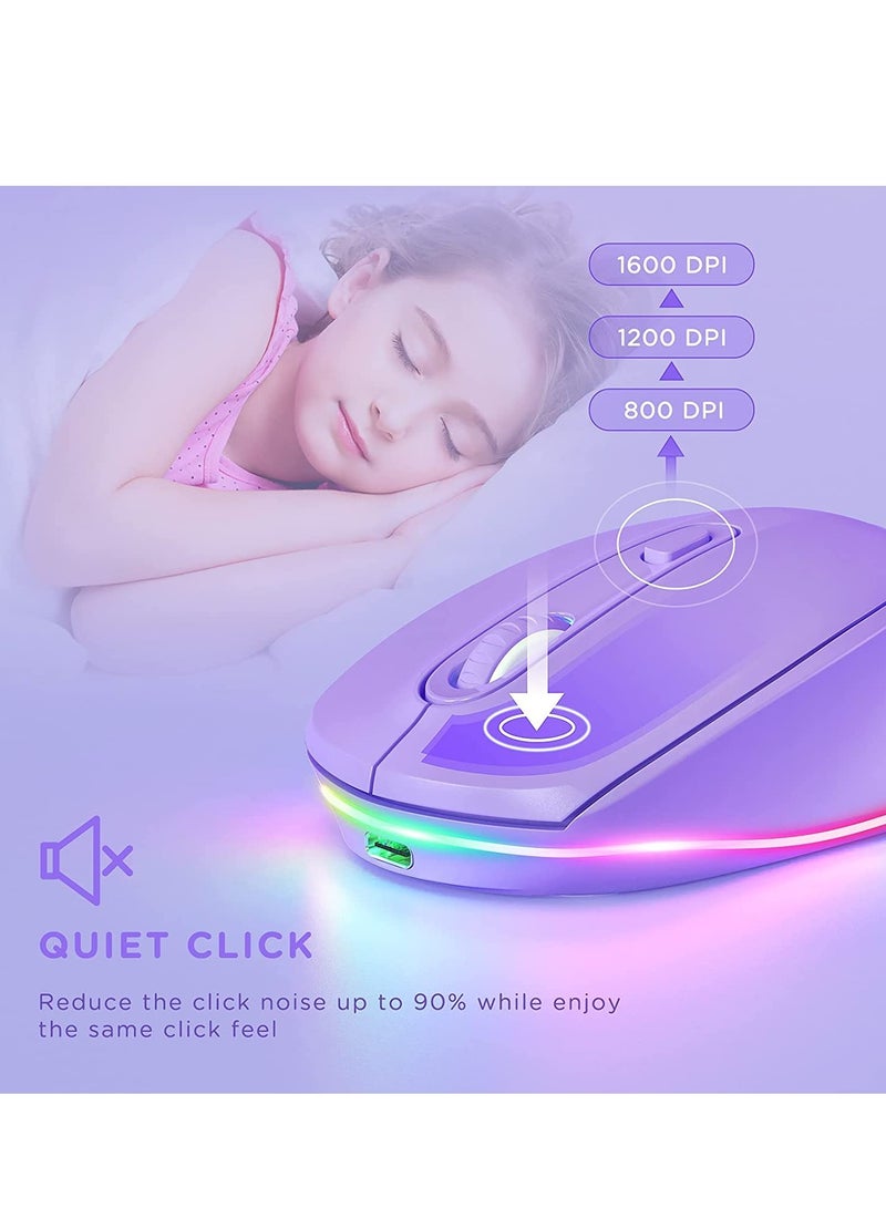 Wireless Mouse, Portable Rechargeable Light Up Mouse, Comfortable Grip Ultra Quiet Mouse, Small Cordless Gaming Mouse With LED Rainbow Lights For Computer Laptop, (1pc, Black) - Image 4