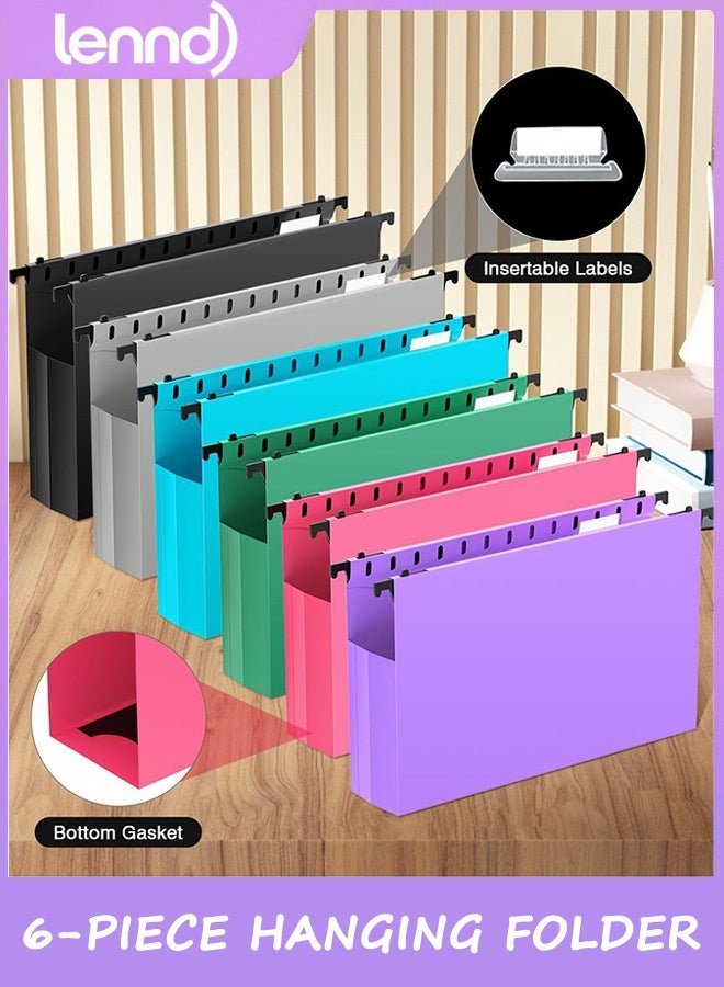 LENND Extra Capacity Legal Size Hanging File Folders,6 Pack Reinforced Plastic Hanging Folder, Heavy Duty 5 cm Expansion, Filing Cabinet Folders for Bulky Files, Medical Charts, Colorful - Image 5