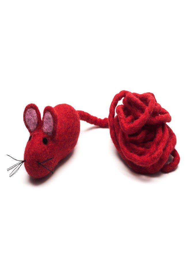 Glaciart One Felt Mouse Cat Toy - Soft Fuzzy Enrichment 100% Natural Wool - Interactive Catnip Play Cat Toy Set - Safe for Pets, Non-AZO Colored Dyes - 100” Long - Image 1