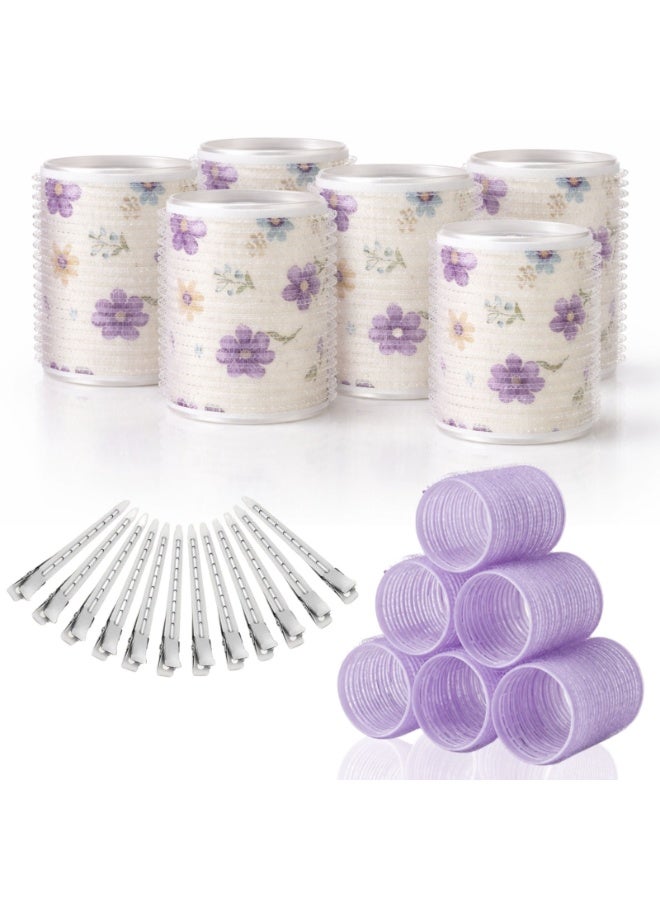 Elaur 24Pcs Medium and Small Hair Rollers Set, 12 Pieces Self Grip Holding Hair Rollers Curlers 40 mm, 30 mm & 12 Pcs Duckbill Sectioning Clips for Salon Barber Hairdressing Hair Styling - Image 1