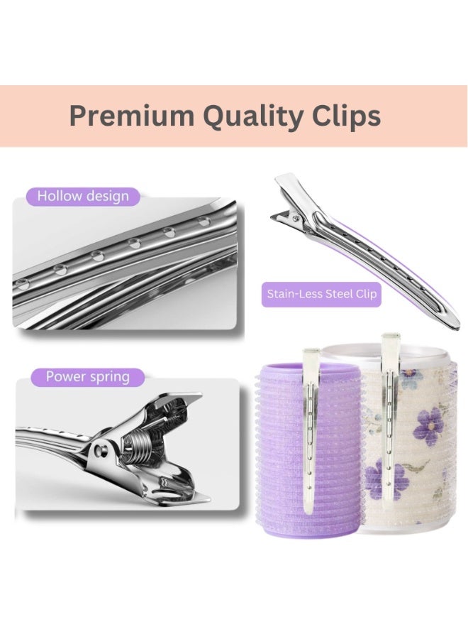 Elaur 24Pcs Medium and Small Hair Rollers Set, 12 Pieces Self Grip Holding Hair Rollers Curlers 40 mm, 30 mm & 12 Pcs Duckbill Sectioning Clips for Salon Barber Hairdressing Hair Styling - Image 3