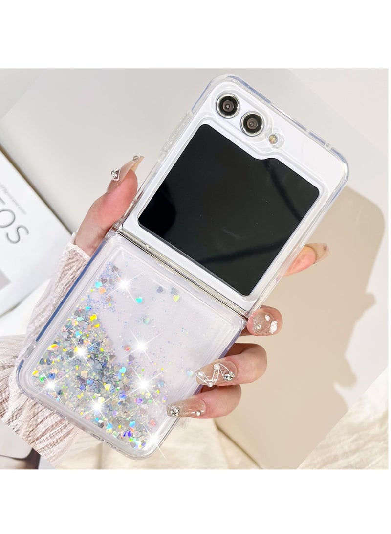 KASTWAVE Case Clear, Compatible with Samsung Galaxy Z Flip 5 5G Case for Women Girly Soft TPU Slim Shockproof Protective Phone Case for Z Flip 5 5G 2023 - Glitter Gold - Image 1