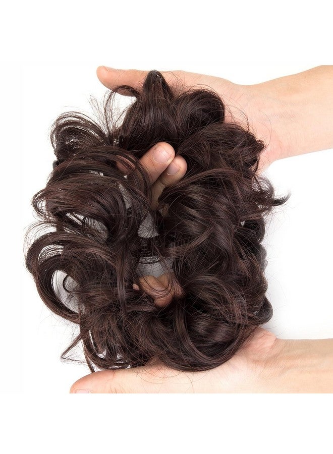 Blubby Stylish Hair Accessories for Women Messy Bun Hair Extension with Elastic Rubber Band Artificial Fake Donuts Maker Scrunchies for Volume and Flair - Set of 2 (Brown) - Image 2