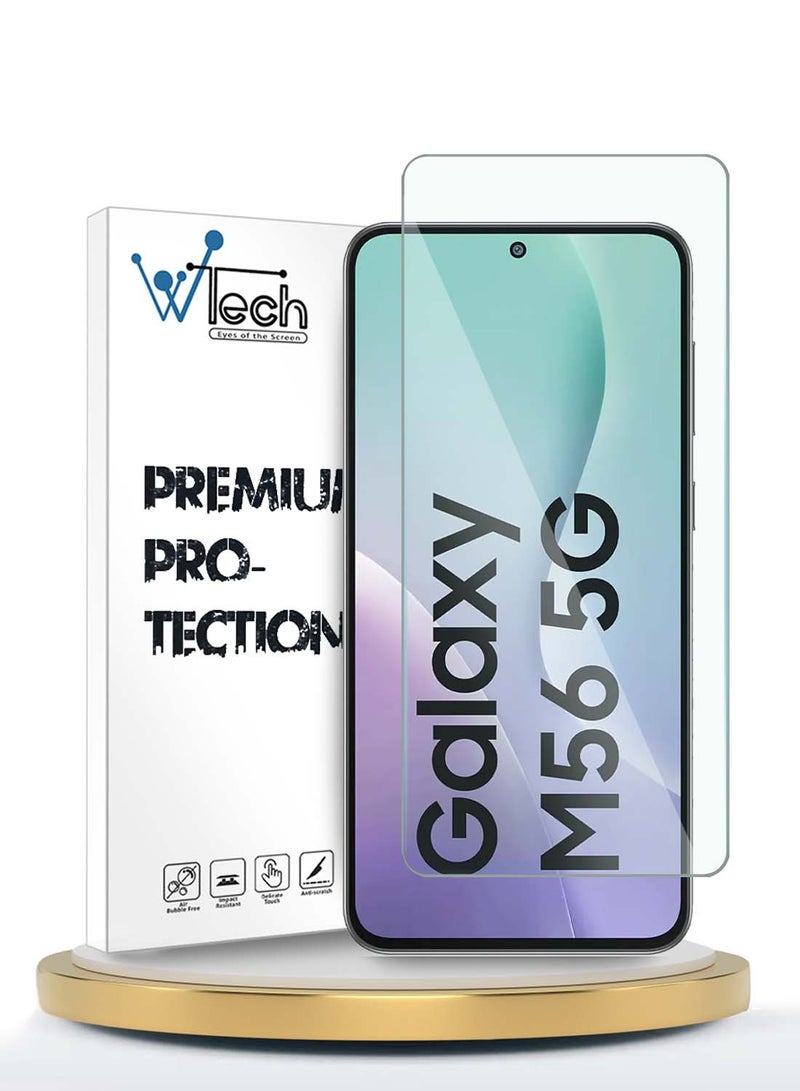 دبليو تيك حماية شاشة من زجاج مقسى بالتقنية 9H 2.5D لجهاز سامسونج جالاكسي M56 / سامسونج جالاكسي F56 5G لعام 2025 من سلسلة WTech Premium بحواف منحنية (MSG9CN) - شفاف - Image 1