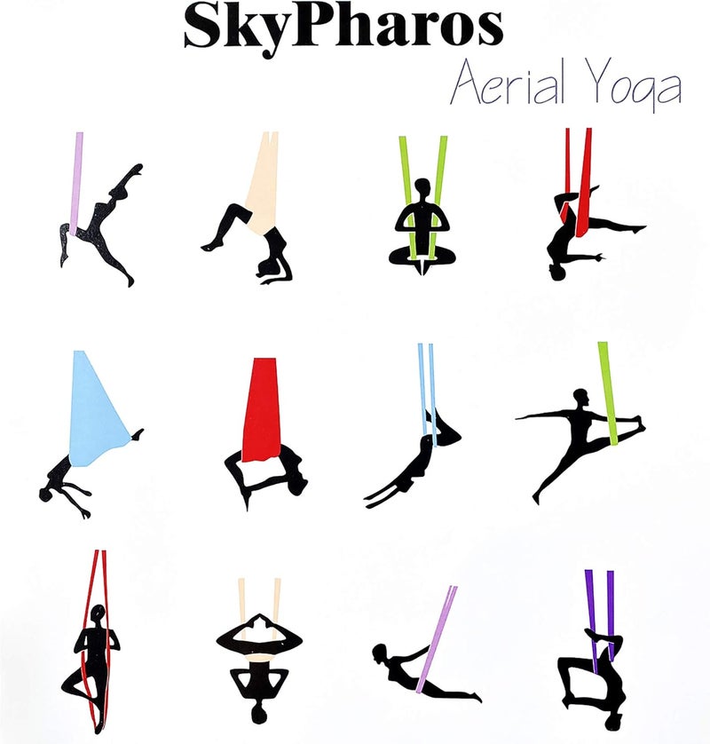 SKYPHAROS 5.5 Yards Aerial Silks Yoga Swing Set - Aerial Yoga Hammock Kit Anti-Gravity Flying for Fitness, Low/Non Stretch Nylon Tricot Fabric Hardware Included for Dance - Image 5