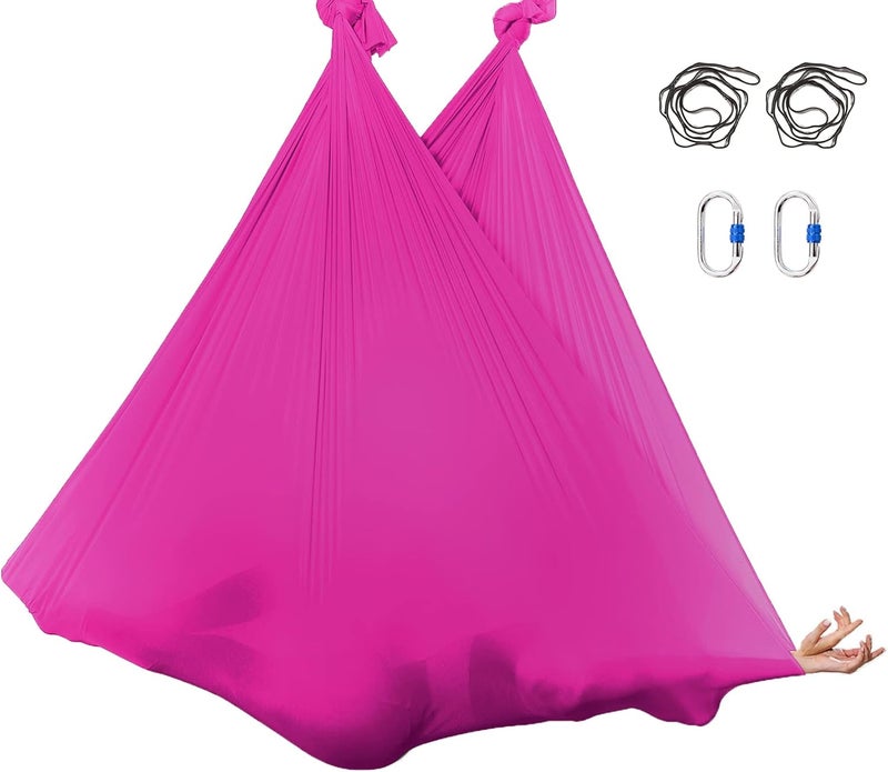 SKYPHAROS 5.5 Yards Aerial Silks Yoga Swing Set - Aerial Yoga Hammock Kit Anti-Gravity Flying for Fitness, Low/Non Stretch Nylon Tricot Fabric Hardware Included for Dance - Image 1