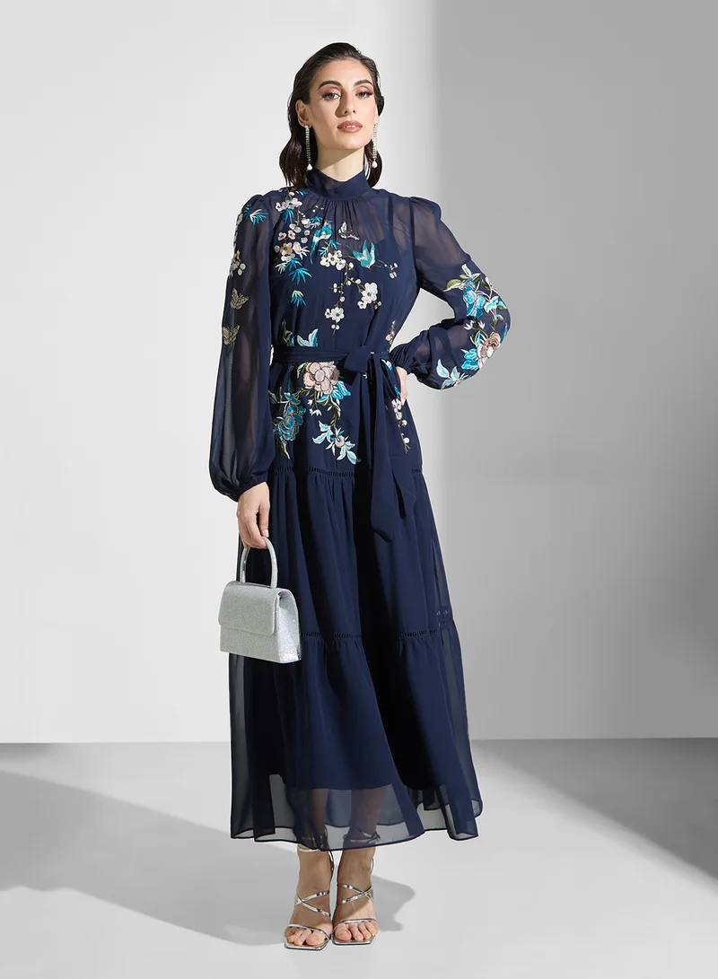Hope & Ivy Floral Chiffon Maxi Dress