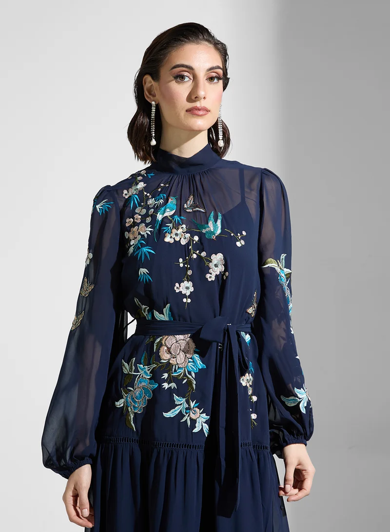 Hope & Ivy Floral Chiffon Maxi Dress