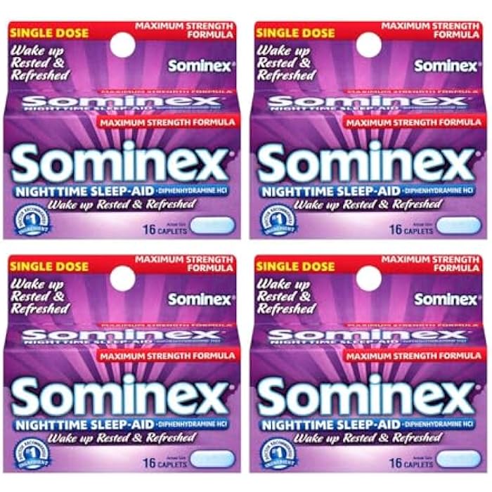 Sominex Nighttime Sleep-Aid Caplets, Maximum Strength, 16 ea (Pack of 4) - Image 1