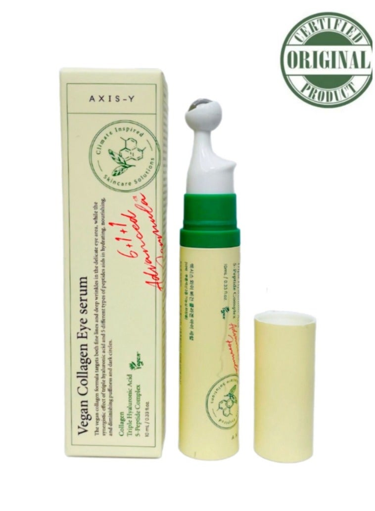 AXIS-Y AXIS-Y Vegan Collagen Eye Serum with Triple Hyaluronic Acid & 5-Peptide Complex ，Hydrating, Anti-Aging Formula for Puffiness，Eye Repair Eye Cream，Eye Enhancing Roller ,，Anti-Aging Under Eye Roller Cream for Dark Circles Puffiness Wrinkles and Fine Lines, Eye Care Serum with 360°Massage Ball,Relieve Eye Fatigue Lift Firm Reduce Wrinkles ﻿  - Image 1