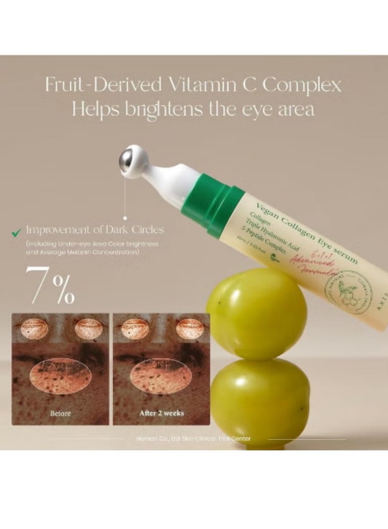 AXIS-Y AXIS-Y Vegan Collagen Eye Serum with Triple Hyaluronic Acid & 5-Peptide Complex ，Hydrating, Anti-Aging Formula for Puffiness，Eye Repair Eye Cream，Eye Enhancing Roller ,，Anti-Aging Under Eye Roller Cream for Dark Circles Puffiness Wrinkles and Fine Lines, Eye Care Serum with 360°Massage Ball,Relieve Eye Fatigue Lift Firm Reduce Wrinkles ﻿  - Image 2