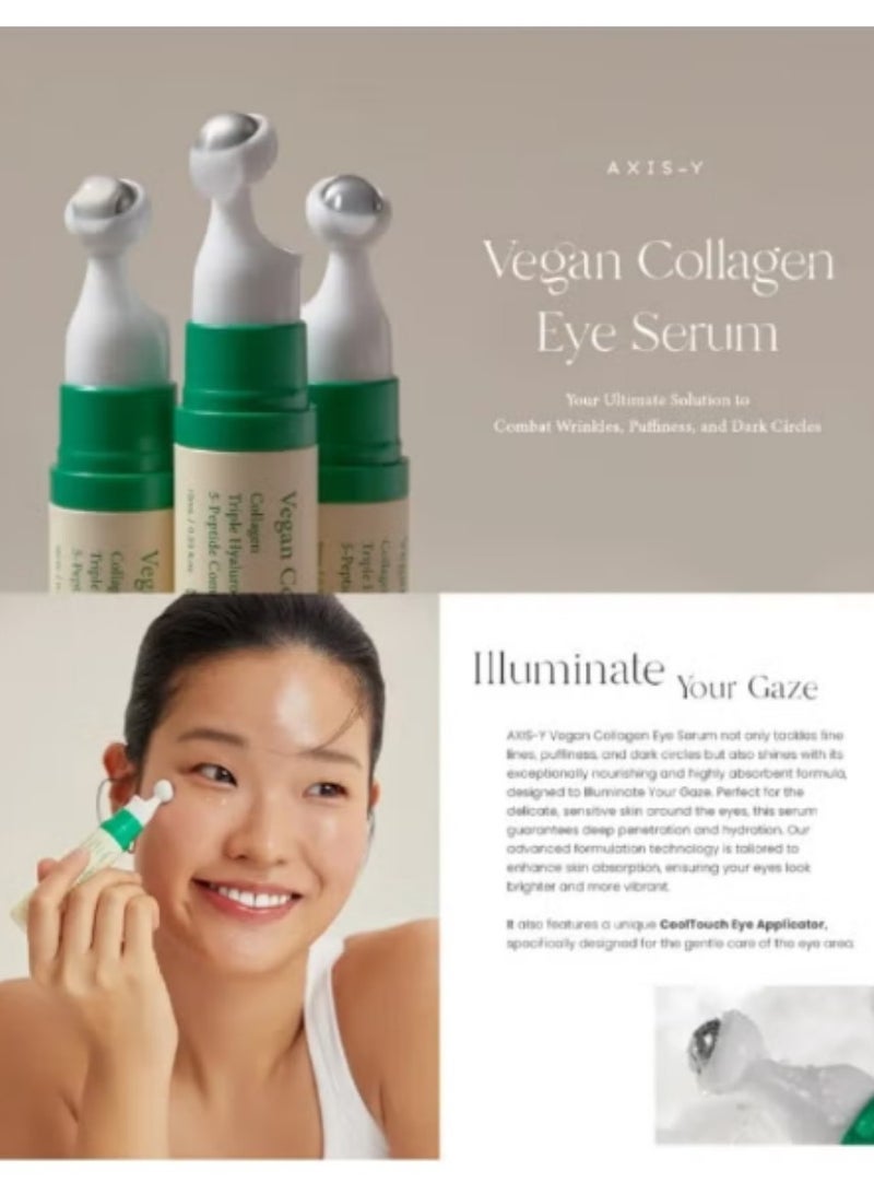 AXIS-Y AXIS-Y Vegan Collagen Eye Serum with Triple Hyaluronic Acid & 5-Peptide Complex ，Hydrating, Anti-Aging Formula for Puffiness，Eye Repair Eye Cream，Eye Enhancing Roller ,，Anti-Aging Under Eye Roller Cream for Dark Circles Puffiness Wrinkles and Fine Lines, Eye Care Serum with 360°Massage Ball,Relieve Eye Fatigue Lift Firm Reduce Wrinkles ﻿  - Image 5