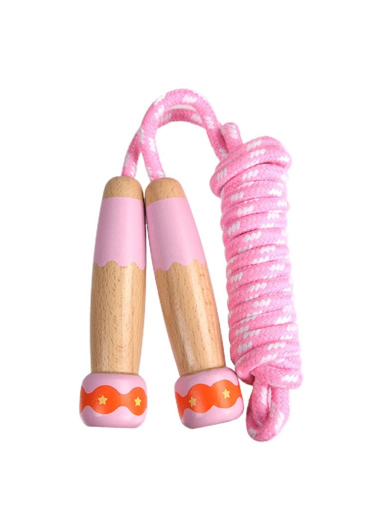 حبل القفز على الحبل القطني القابل للتعديل للأطفال مع مقبض خشبي - Image 1