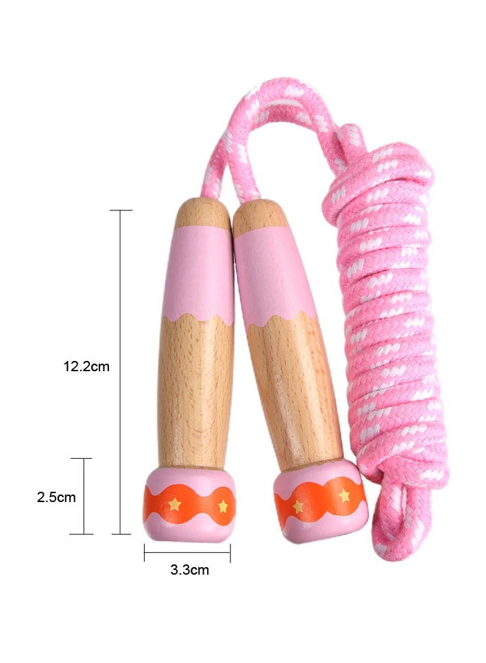 حبل القفز على الحبل القطني القابل للتعديل للأطفال مع مقبض خشبي - Image 2