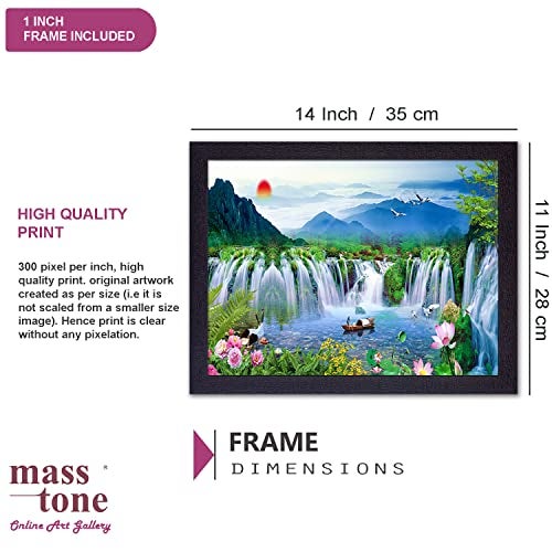 Masstone Vastu Natural Waterfall UV Matt Textured Effect Framed HD Digital Reprint, Wall Art Painting for D�cor Home/Office/Bedroom/Living Room Wall (Multicolor, 35X28 CM), Pack of 1 - Image 2