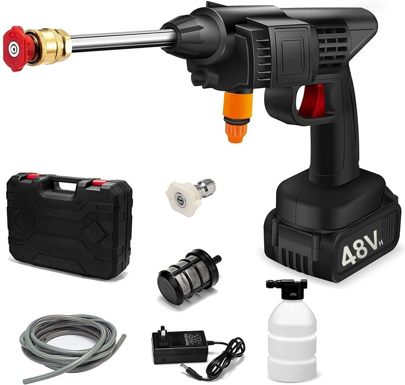 DERIKO Wireless High Pressure Washer for Car Washing 48V Rechargeable Electric Pressure Washer Gun Machine Tool for Bike Cleaning Gardening with Adjustable 3 in 1 Nozzle and Hose Pipe - Image 1