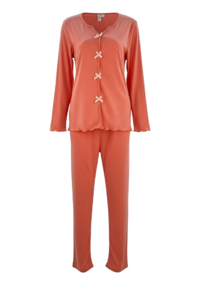 جوانا طقم بيجاما نسائي بأكمام طويلة من جوانا مع قميص بأزرار، طقم ملابس نوم وملابس استرخاء ناعمة وأنيقة - Image 1