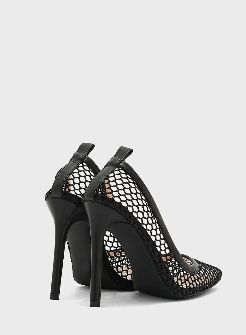 Ginger Mesh Pointed Stiletto Pump