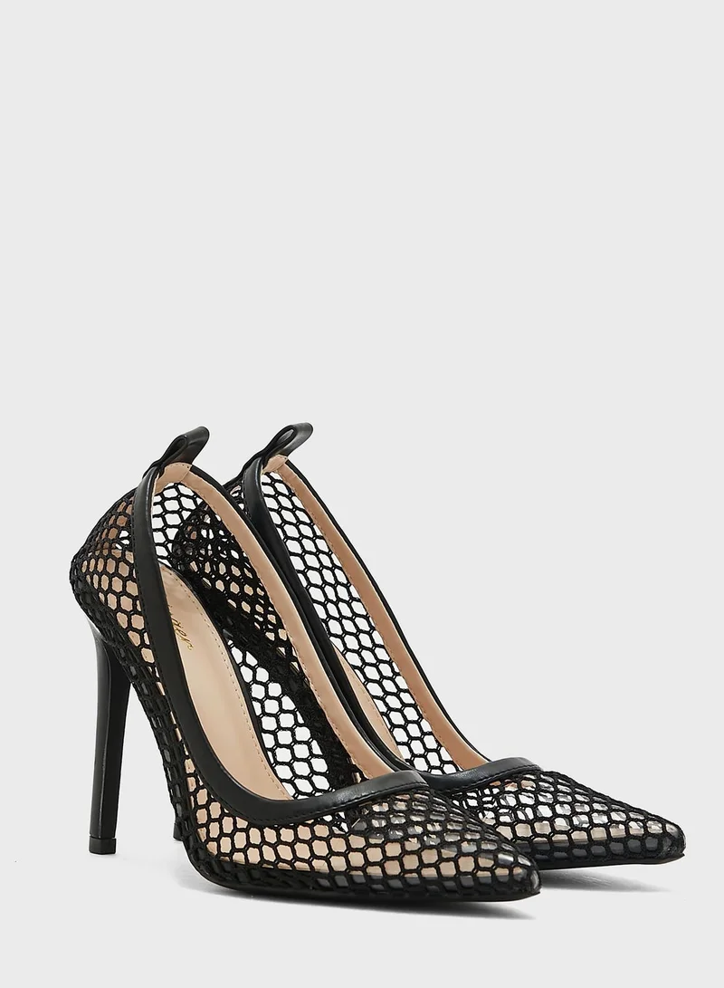 Ginger Mesh Pointed Stiletto Pump