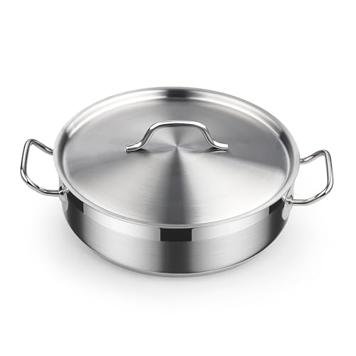 Cooks Standard Sauté Pan with Lid, 4-Quart Professional Deep Frying Pan 18/10 Stainless Steel Chef’s All Purpose Pan with Cover, Compatible with All Stovetops - Image 1