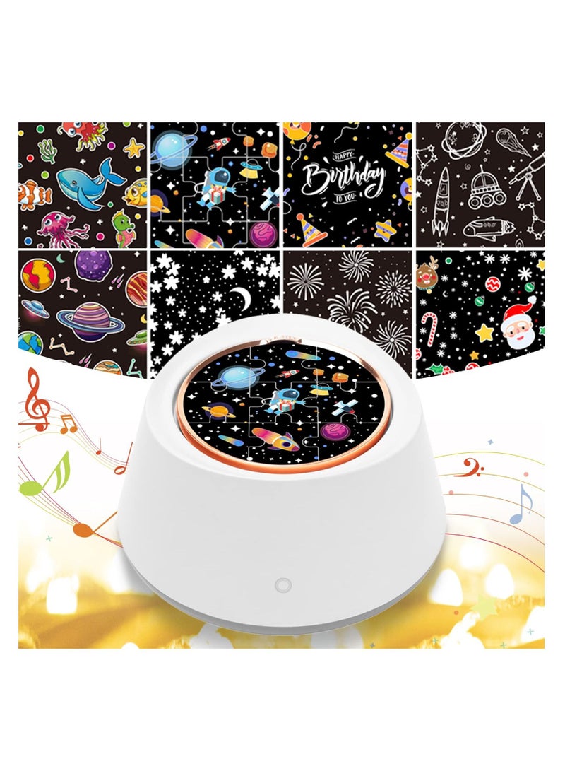 SYOSI Night Light Projector, Multifunctional Star Projector Lamp, Rotating Star Projector, with Music Speaker, 6 Lighting Modes Mood Room Lights, 8 Sets of Film, for Baby, Boys and Girls, Birthday Gifts - Image 1