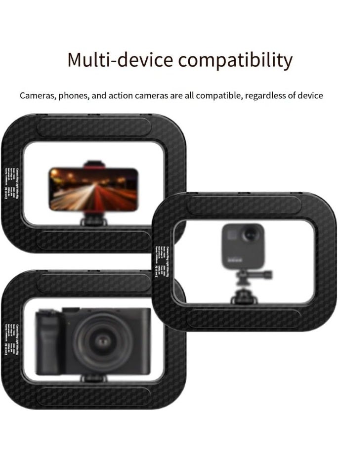 Rechargeable selfie portable ring light, mobile video stabilizer, with 4400mAh built-in battery, used for 360 degree photos, selfie handheld fill light, adjustable tri color fill light (without tripod) - Image 2