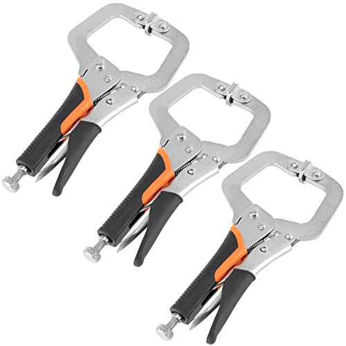 HOZEON 3 PCS 6 Inch C Clamp Locking Pliers, Heavy Duty Welding C Clamp Pliers with Swivel Pads, Vise Grip Locking Pliers Face Clamps for Woodworking, Welding, Building - Image 1