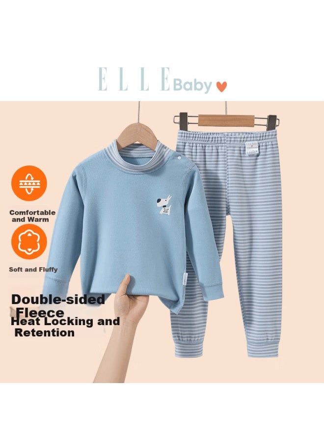Elle Baby Kids Thermal Underwear Boys Girls Autumn Long Johns Class A Infant Homewear Pajamas Light Blue Size 90 - Image 1