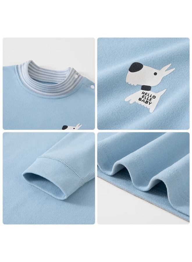 Elle Baby Kids Thermal Underwear Boys Girls Autumn Long Johns Class A Infant Homewear Pajamas Light Blue Size 90 - Image 4