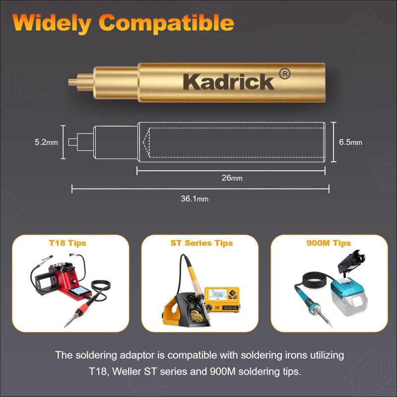 Kadrick Heat Set Insert Tool,Tips for Threaded inserts M2 M2.5 M3 M4 M5 M6, Soldering Iron Tips for 3D Printer Users,Compatible with 900M/T18/FX-888D Irons- Press Tool for Plastic 3D Printer Components - Image 5