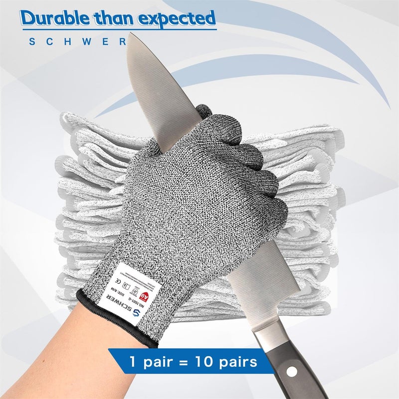 Schwer Ansi A9 Cut Resistant Gloves  Food Grade Reliable Cutting Gloves  Mandoline Gloves For Kitchen Meat Cutting  Oyster Shucking  Fish Fillet Processing  Pfas Free (Pr1501-G  M  2 Pairs) - Image 4