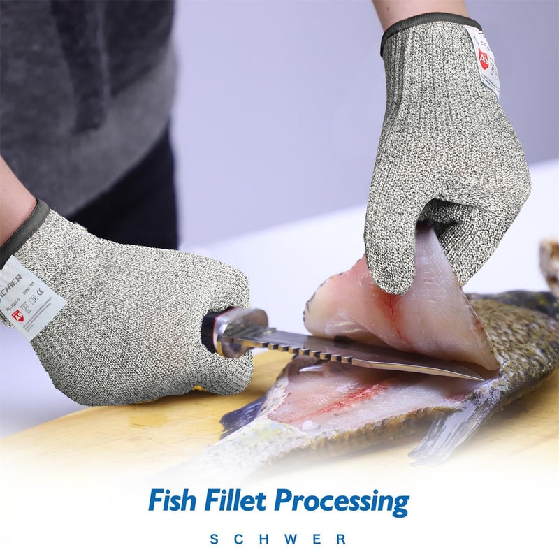 Schwer Ansi A9 Cut Resistant Gloves  Food Grade Reliable Cutting Gloves  Mandoline Gloves For Kitchen Meat Cutting  Oyster Shucking  Fish Fillet Processing  Pfas Free (Pr1501-G  M  2 Pairs) - Image 5