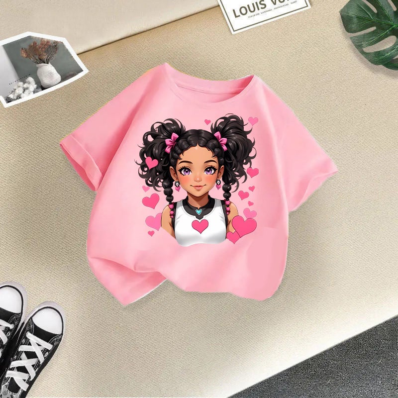 New Product Children'S Cute Cartoon Print T-Shirt Girls Short-Sleeved 2026 New Fashion Summer Children'S Clothing - Image 1