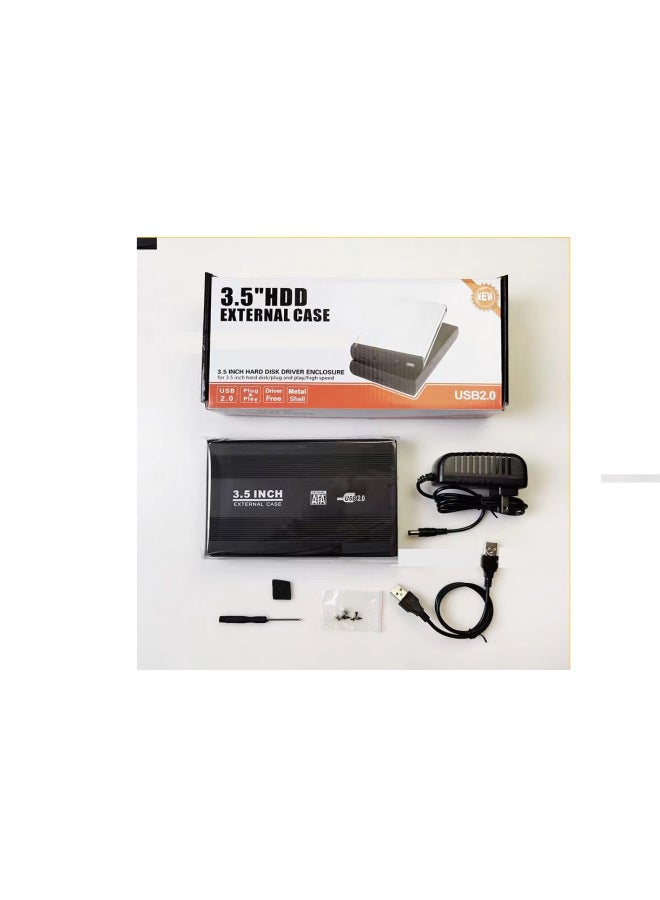 3.5 Inch HDD USB 2.0 External Mobile Hard Disk Box Is Suitable For Computer External Hard Disk Protective Case-Colour:Black