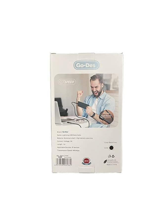 GO-DES - Nylon Usb Cable Lightning Super Fast Cable Safety Data Charging Line Quickly Stable And Secure High Eed Charging And Data Sync - Image 1