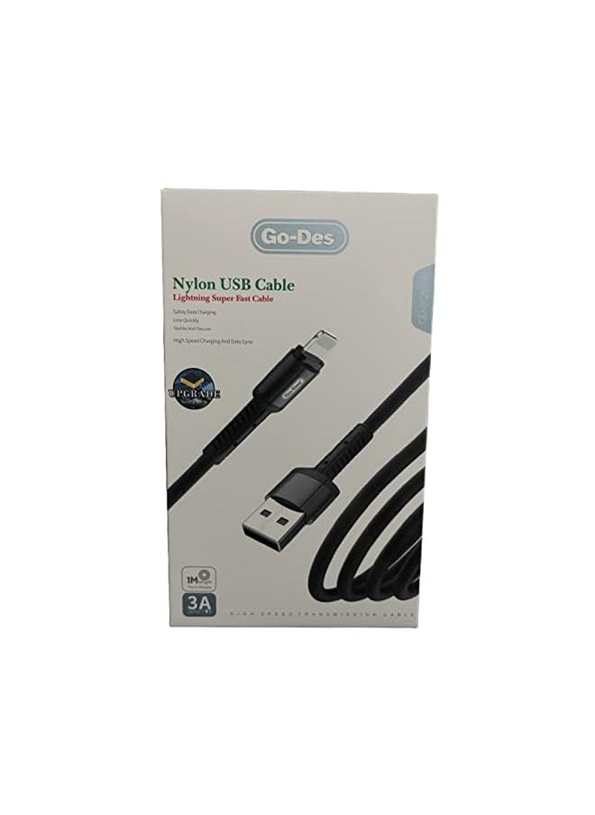 GO-DES - Nylon Usb Cable Lightning Super Fast Cable Safety Data Charging Line Quickly Stable And Secure High Eed Charging And Data Sync - Image 1