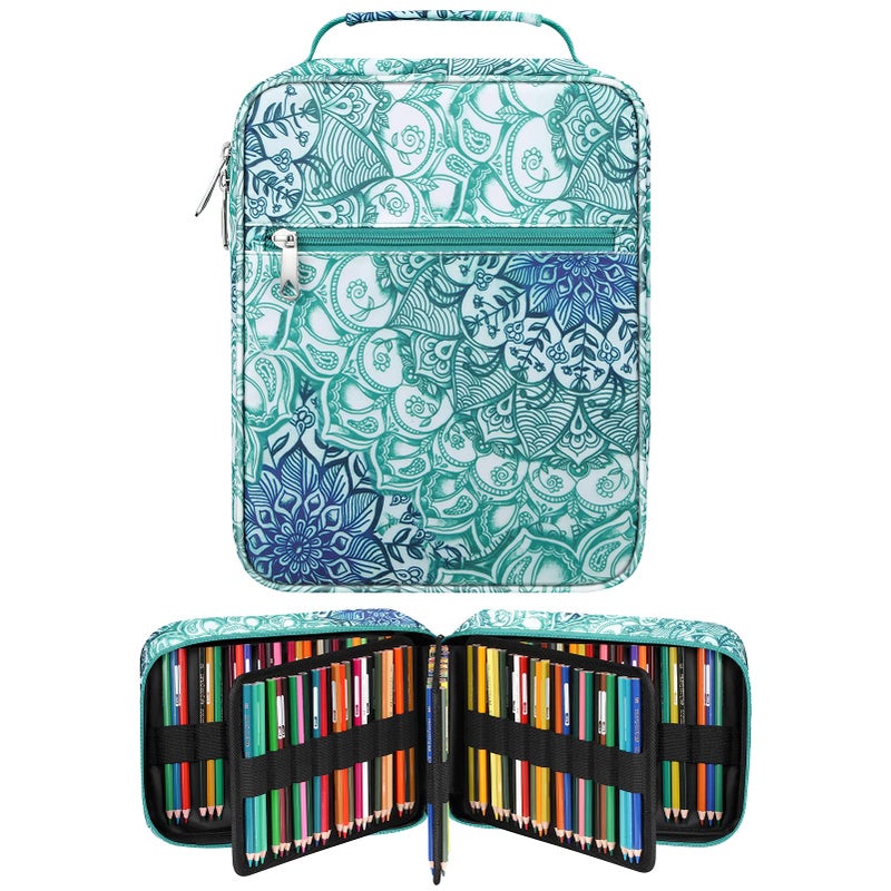 FINPAC Pencil Case Holder Slot Large MultiLayer Watercolor Pen Bag wZipper Front Pocket Big Organizer for 200 Colored Pencils130 Gel Pens Markers to Artists Painters Planners