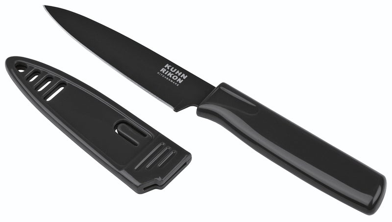 Kuhn Rikon COLORI Straight Paring Knife, Black - Image 1