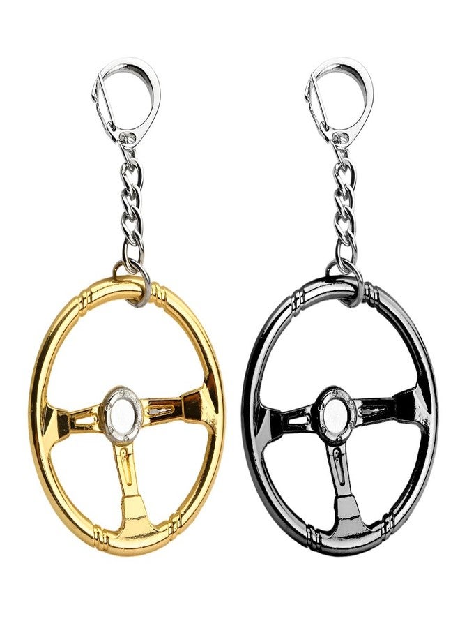 Yreamont Car Lover Keychain Gifts for Husband Boyfriend Birthday Christmas Gifts for Car Fan Gifts for Men Car Steering Wheel Keychain for Car Keys Backpack Accessories 2 PCS - Image 1