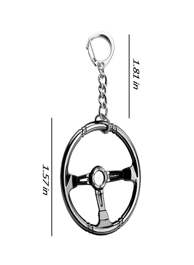 Yreamont Car Lover Keychain Gifts for Husband Boyfriend Birthday Christmas Gifts for Car Fan Gifts for Men Car Steering Wheel Keychain for Car Keys Backpack Accessories 2 PCS - Image 2