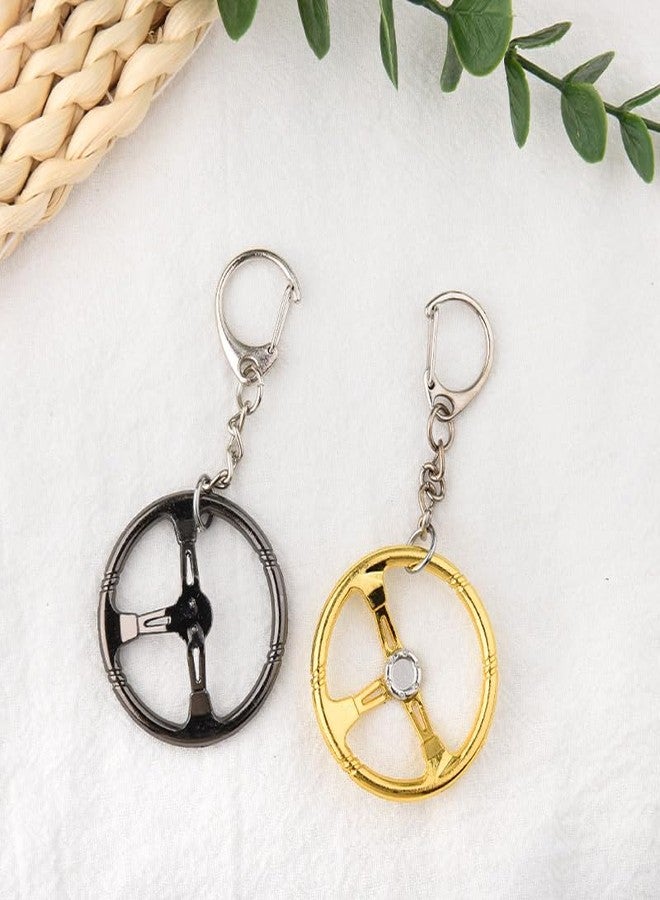 Yreamont Car Lover Keychain Gifts for Husband Boyfriend Birthday Christmas Gifts for Car Fan Gifts for Men Car Steering Wheel Keychain for Car Keys Backpack Accessories 2 PCS - Image 4