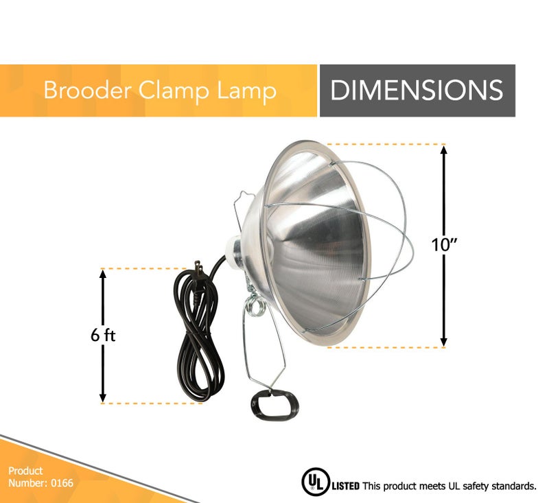 Woods Clamp Lamp with 10 Inch Reflector and Bulb Guard (300 Watt Bulb, 6 Foot Cord) - Image 2