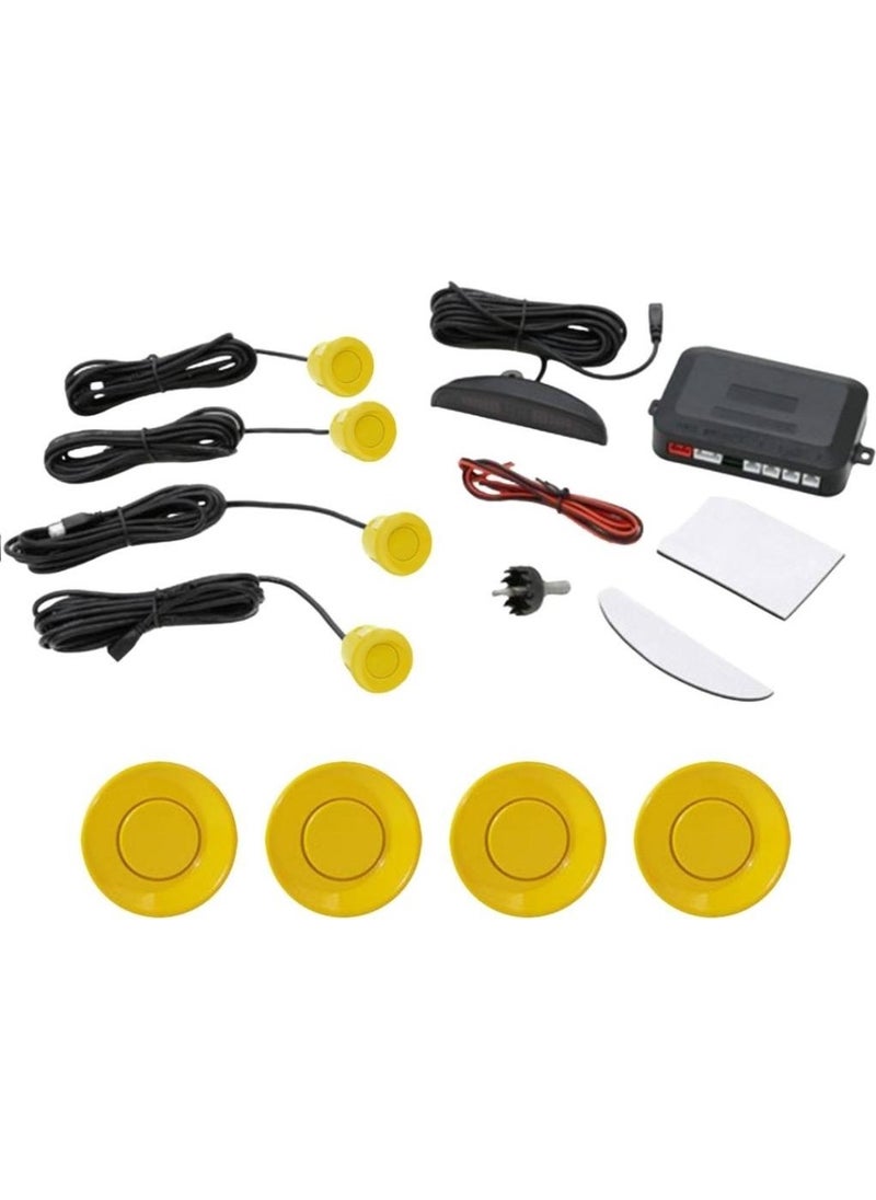 Techmaster Digital Display Vehicle Parking Sensor with Sound Alert 4 Sensors Metallic Yellow  - Image 1