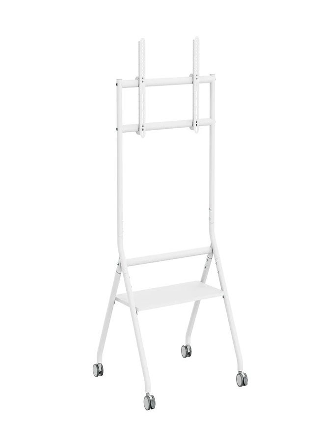 Skill Tech SH 116FS W Minimalist Heavy Duty Studio TV Cart for 37–86 Inch Screens, VESA 600x400, Max Load 80kg – Rolling TV Stand with Adjustable Height  White  - Image 1
