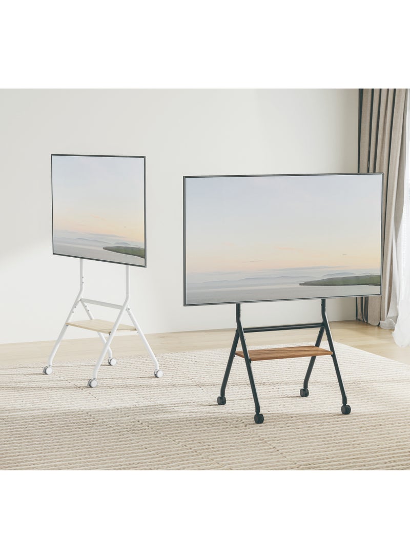 Skill Tech SH 116FS W Minimalist Heavy Duty Studio TV Cart for 37–86 Inch Screens, VESA 600x400, Max Load 80kg – Rolling TV Stand with Adjustable Height  White - Image 3