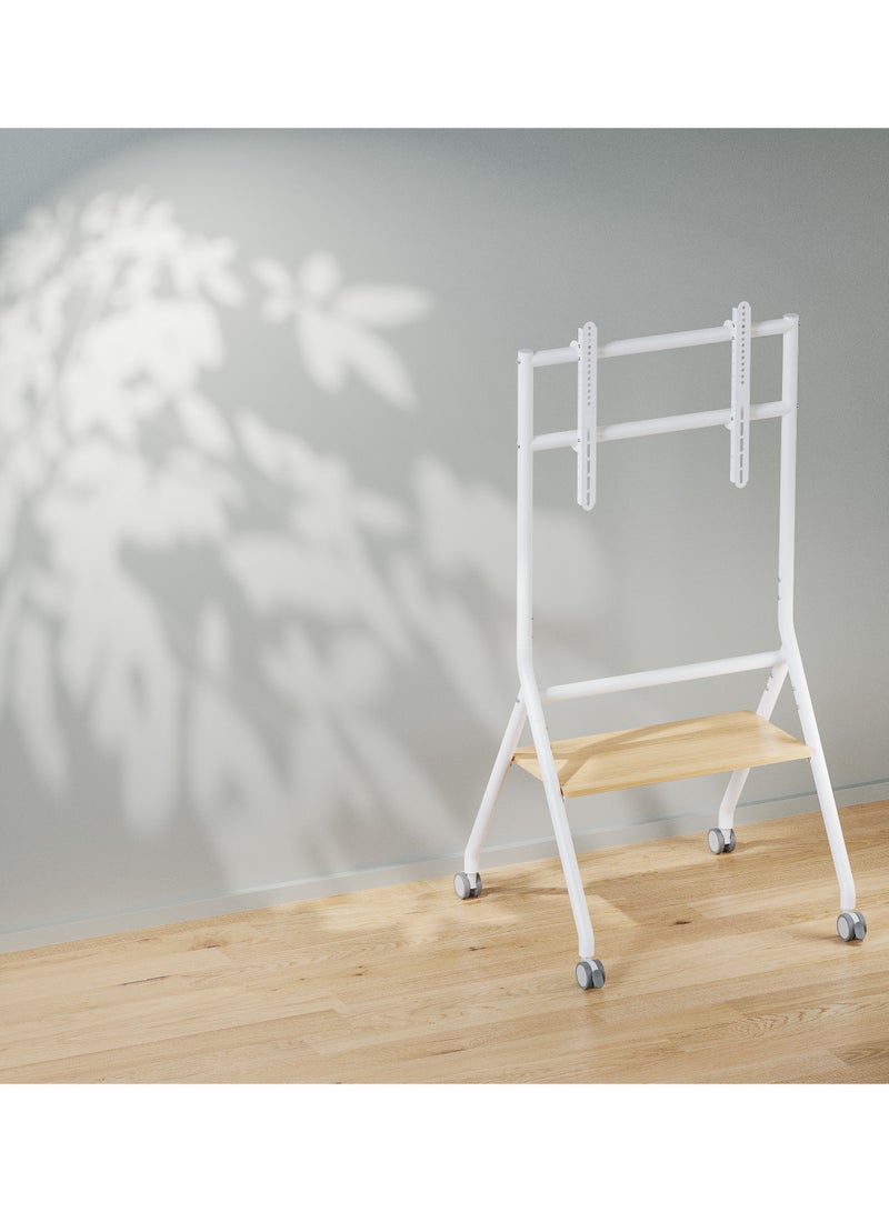 Skill Tech SH 116FS W Minimalist Heavy Duty Studio TV Cart for 37–86 Inch Screens, VESA 600x400, Max Load 80kg – Rolling TV Stand with Adjustable Height  White - Image 5