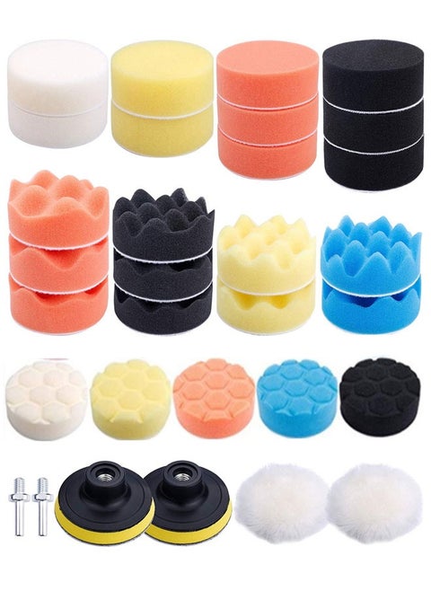 31Pcs 3 Inch Car Polishing Pad Kit Buffing Pads Sponge Polishing Pads Foam Buffer Polish Pads Car Polisher Attachment for Drill