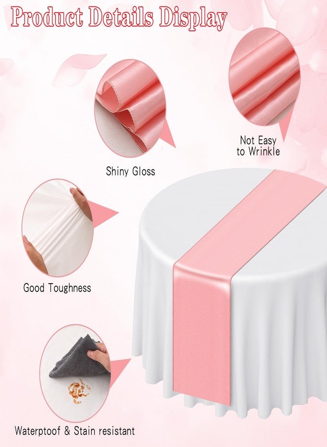 Barafat 16Pcs Round Plastic Tablecloth and Satin Table Runner Set 84 Inch Round Covers 12 x 108 Inch Table Runners for Christmas Wedding Birthday Party Baby (White) - Image 4