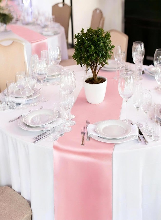 Barafat 16Pcs Round Plastic Tablecloth and Satin Table Runner Set 84 Inch Round Covers 12 x 108 Inch Table Runners for Christmas Wedding Birthday Party Baby (White) - Image 2